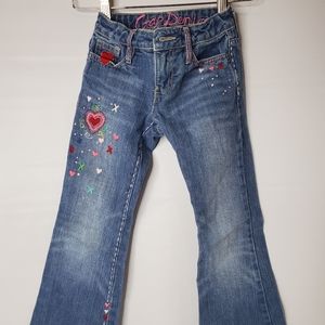 GAP Kids Denin Slim with embroidered hearts adjustable waist size 7